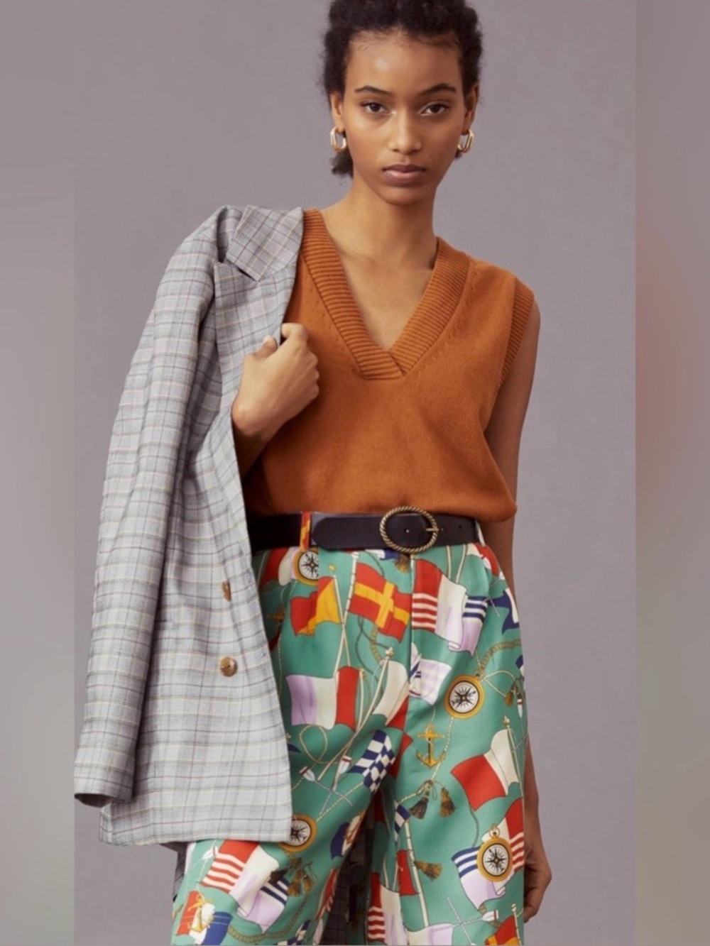 Anthropologie Green Nautical Flag Print Bermuda Shorts